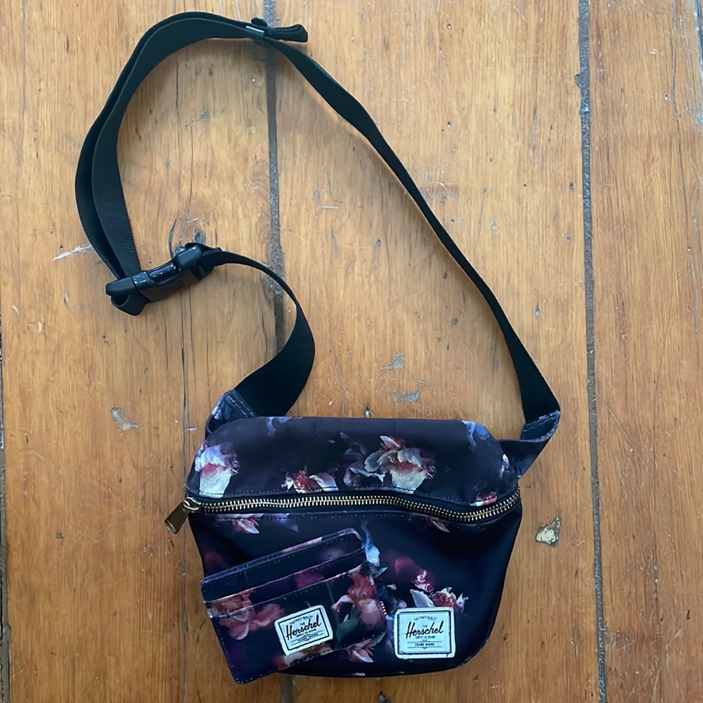Herschel Supply Company Floral Crossbody Bag - Black and Pink
